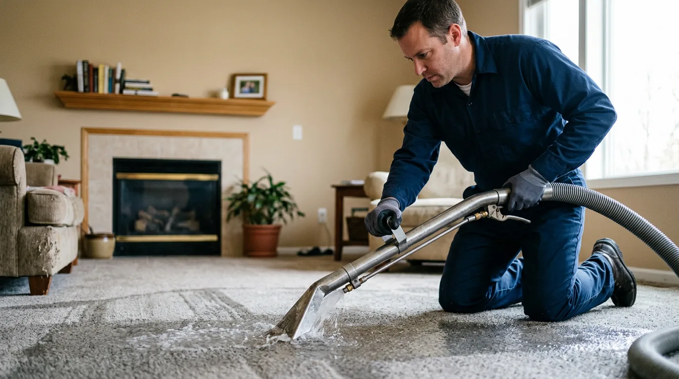 Water damage restoration technician working near Beaumont, MS